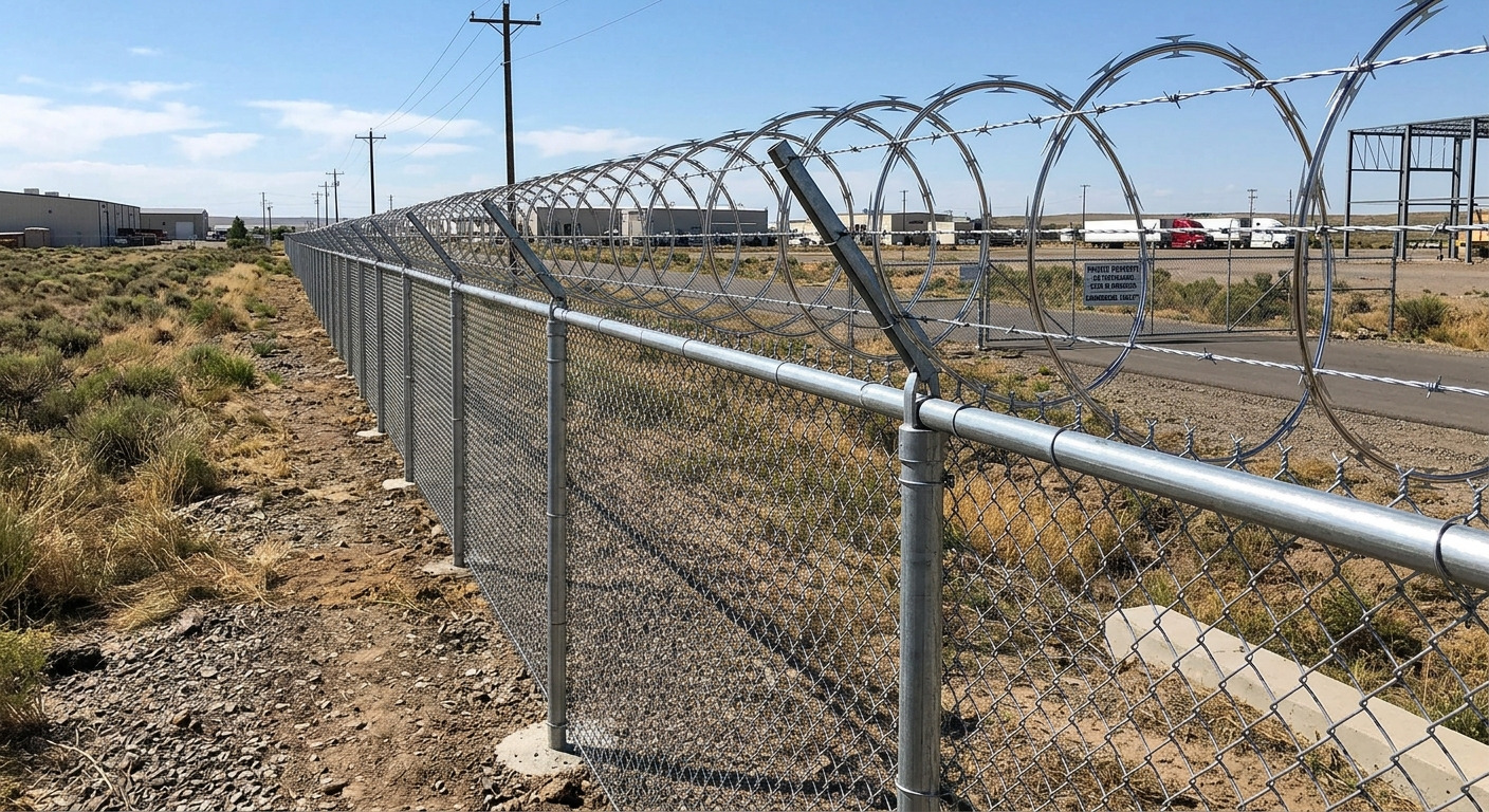 Commercial Barbed Wire Fence Installation